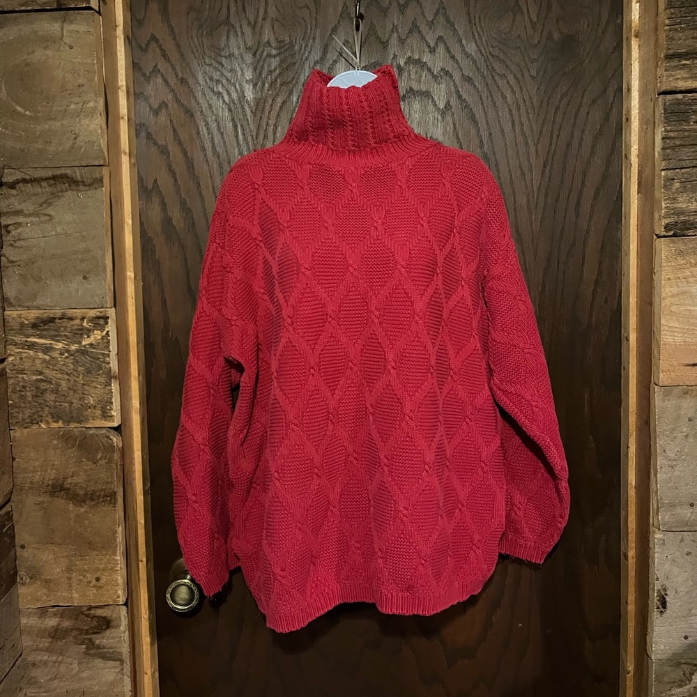 Red knit turtle neck sweater